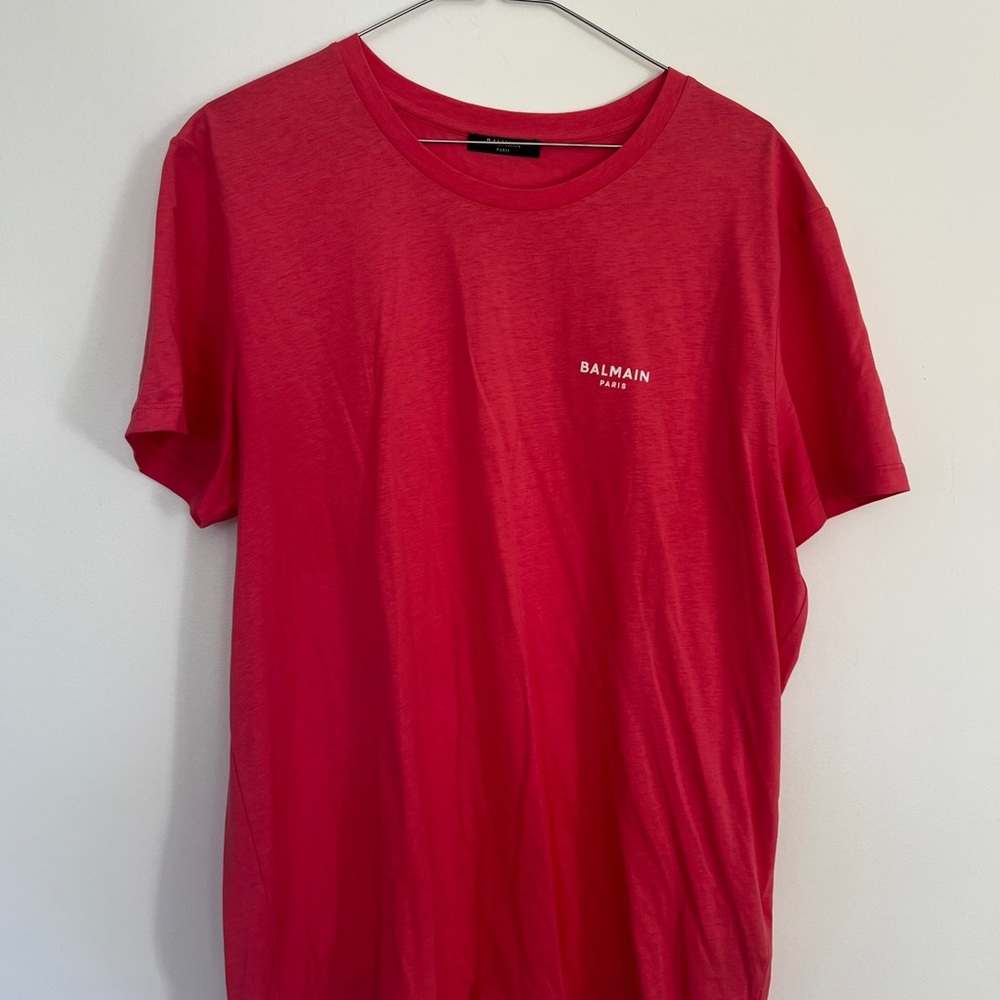 Balmain Paris Classic Logo T-Shirt - Red - Size XL (Made in Portugal)